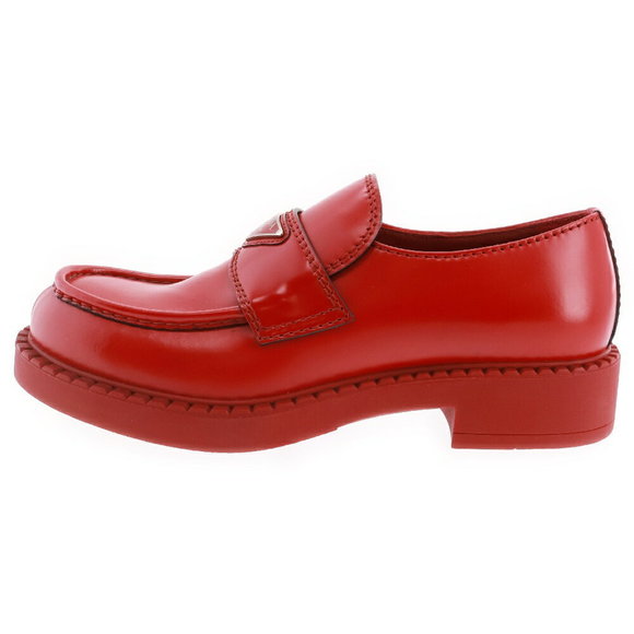 Prada Triangle Leather Loafers Red - Picture 1 of 5